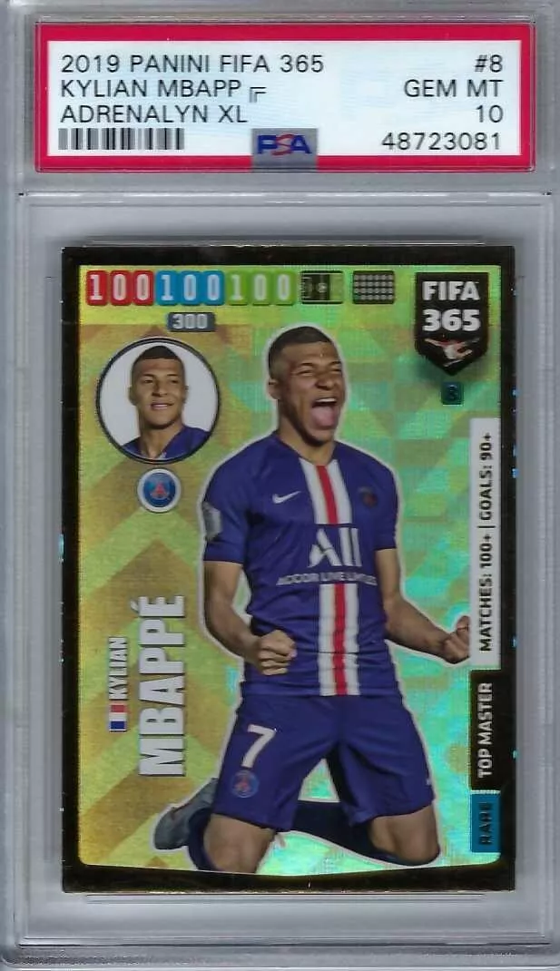 2019 Panini Fifa 365 Adrenalyn XL Mbappe PSA10 Pop1 World Cup, Donruss RC PSA9