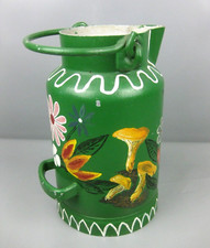 alte Milchkanne mit Henkel Bauernmalerei Blumen u. Pilz Motive 5L Metall Kanne