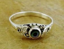 CUTE .925 STERLING SILVER ABALONE FLORAL RING size 9 style r2068