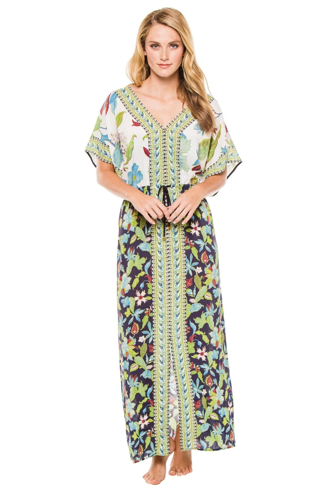 Abito Tory Burch Wisteria Rayon Coverup Caftano Maxi XS S