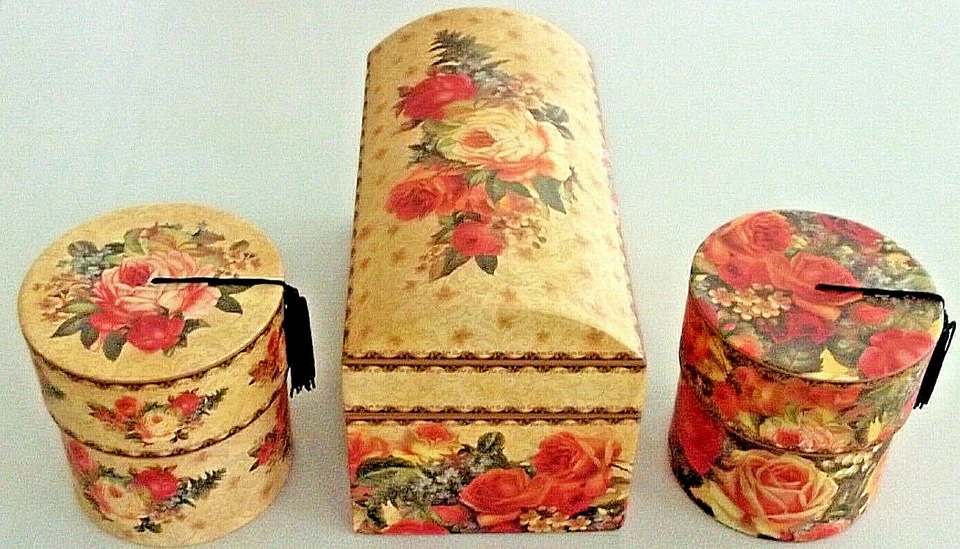 CAJAS DE CARTÓN DECORATIVAS PUNCH STUDIO 82871 Rosas 9" Pecho y 2 @ 4" Cilindro Foto 3 de 4