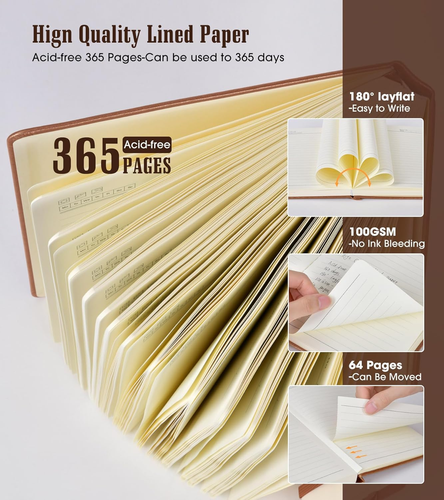 Lined Journal Notebook -365 Pages A5 Thick Journal for Writing Men Women, Colleg - Picture 3 of 12