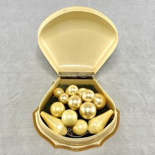 Vintage Faux Pearl Dress Clip & Sweater Pin 2 Piece Lot in Celluloid Jewelry Box