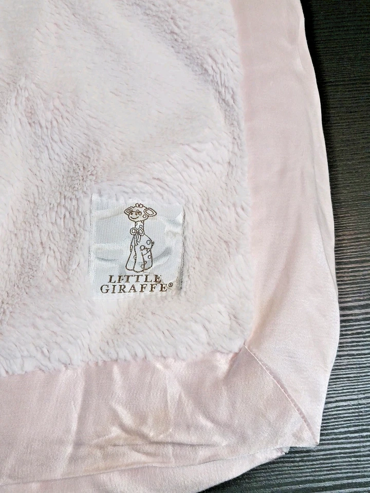 Little Giraffe Pink Baby Blanket Plush Satin Trim Thick Luxe MADE IN USA - Image 4 of 4