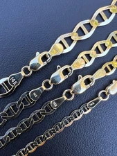 Real 14k Solid Gold Mariner Chain 3.2mm-6mm Thick 16-24" Mens Ladies Necklace