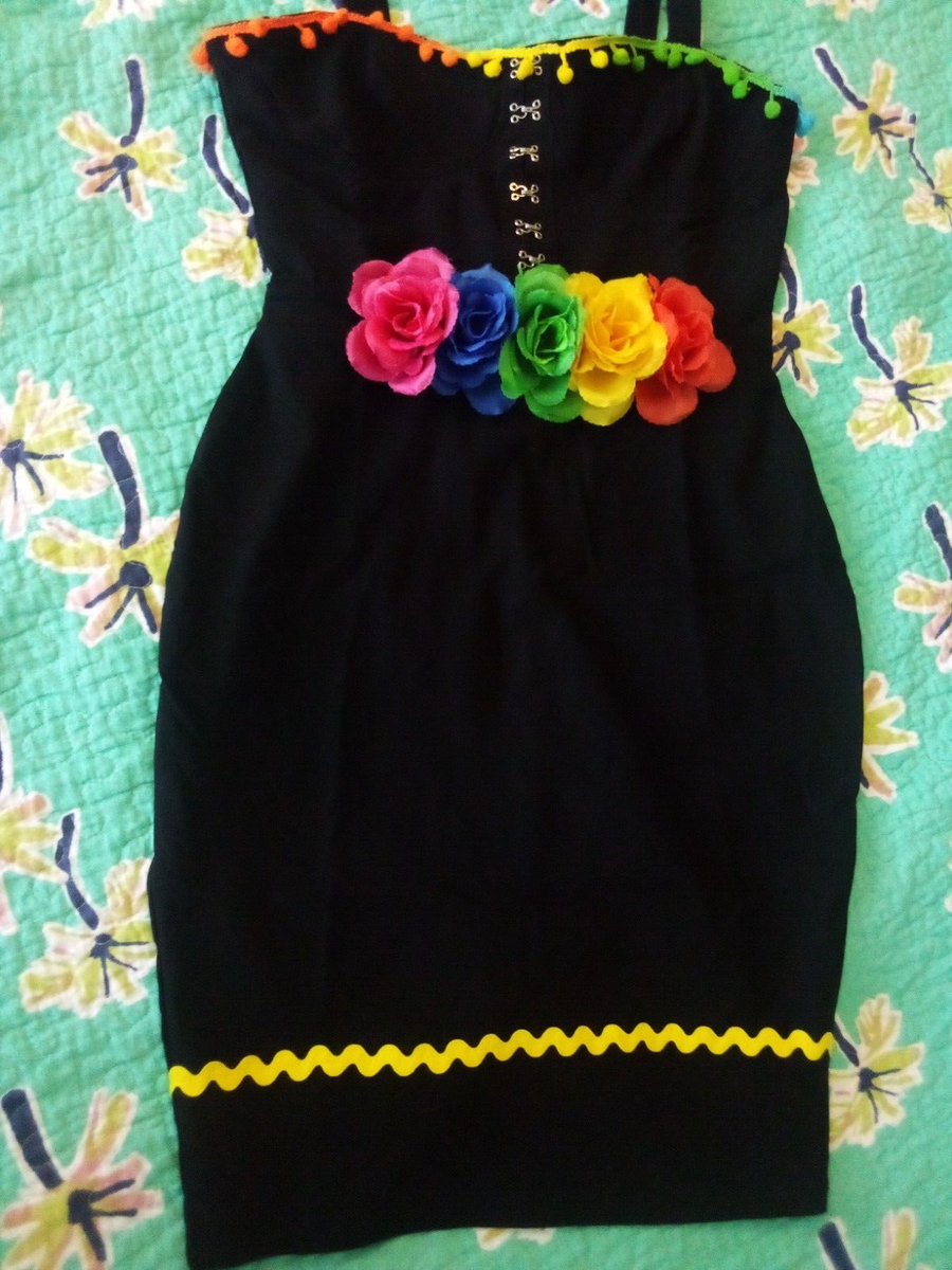 black cold shoulder mini dress Off-The-Shoulder Contrast-Trim Mini Dress main image 0