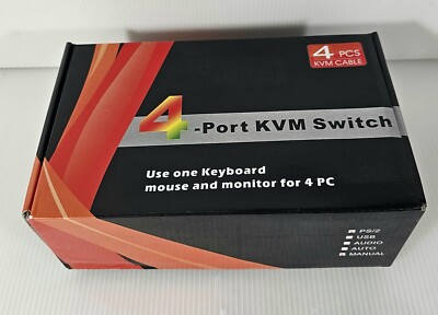 4 Port KVM Switch With 4 Cables NEW
