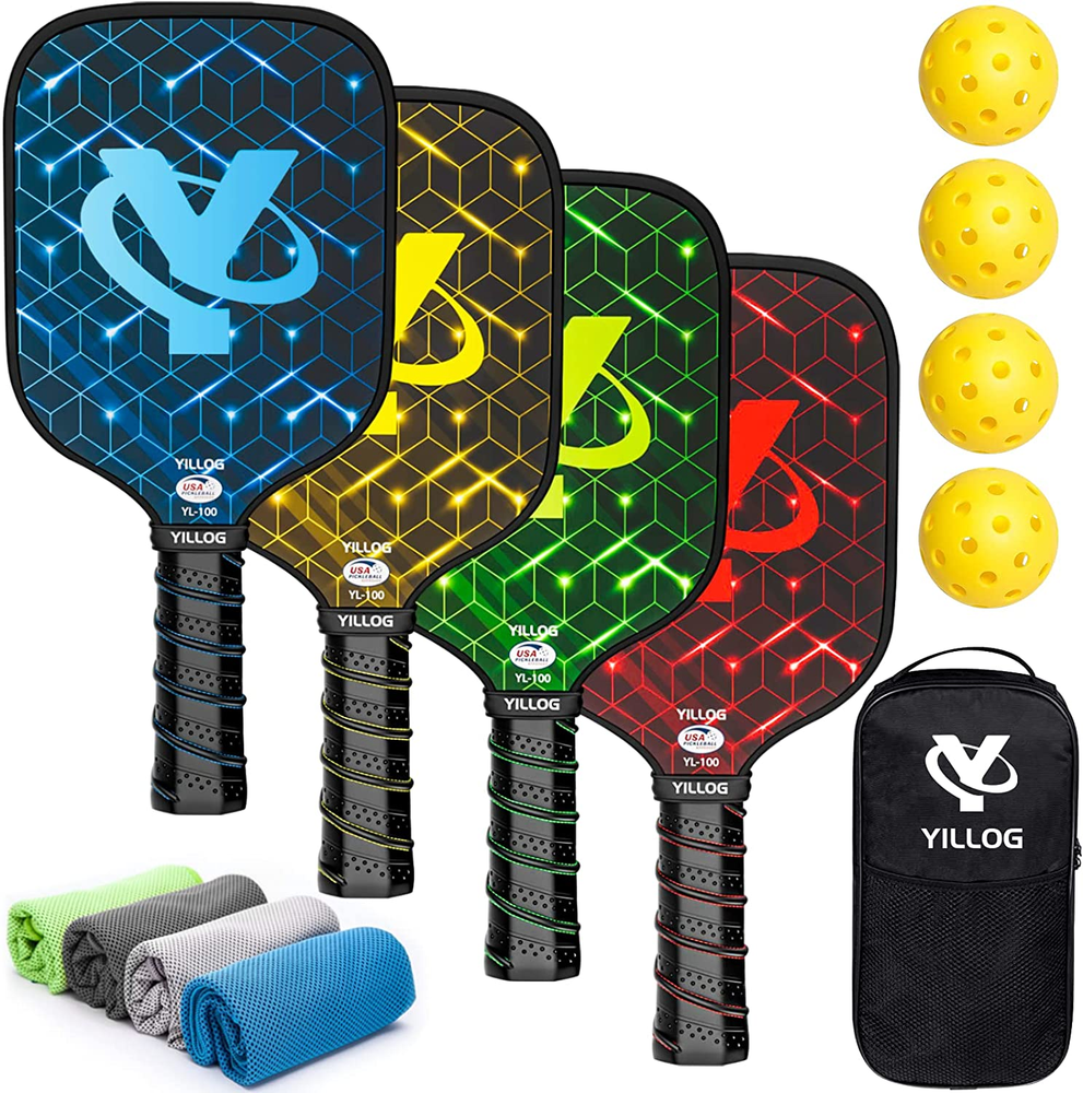 USAPA Approved Fiberglass Pickleball Paddles Set of 4
