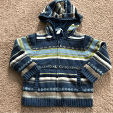 Janie and Jack Knit Hoodie Boys 2T Full Zip Multicolor Blue Lined Pockets