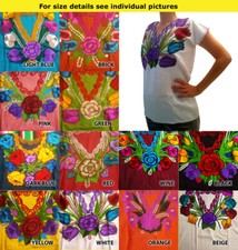 Authentic hand made embroidered ladies ethnic blouse Chiapas Mexico 5