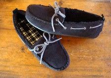 Chaussons fourrés mocassins noirs pour homme taille L Neufs avec boîte