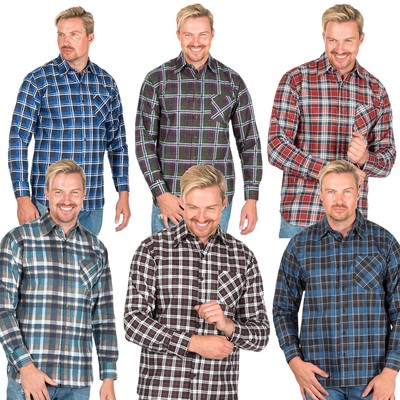 Mens Flannel Shirt Brushed Warm Work 