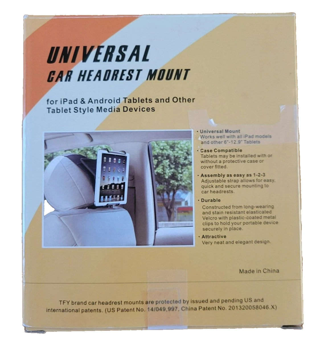 TFY Universal Car Headrest Mount Holder with Adjustable Holding Clamp for Tablet