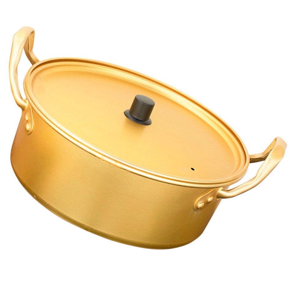 2pcs Kitchen Stockpot Lidded Soup Pot Noodle Cooking Pot Aluminum Soup