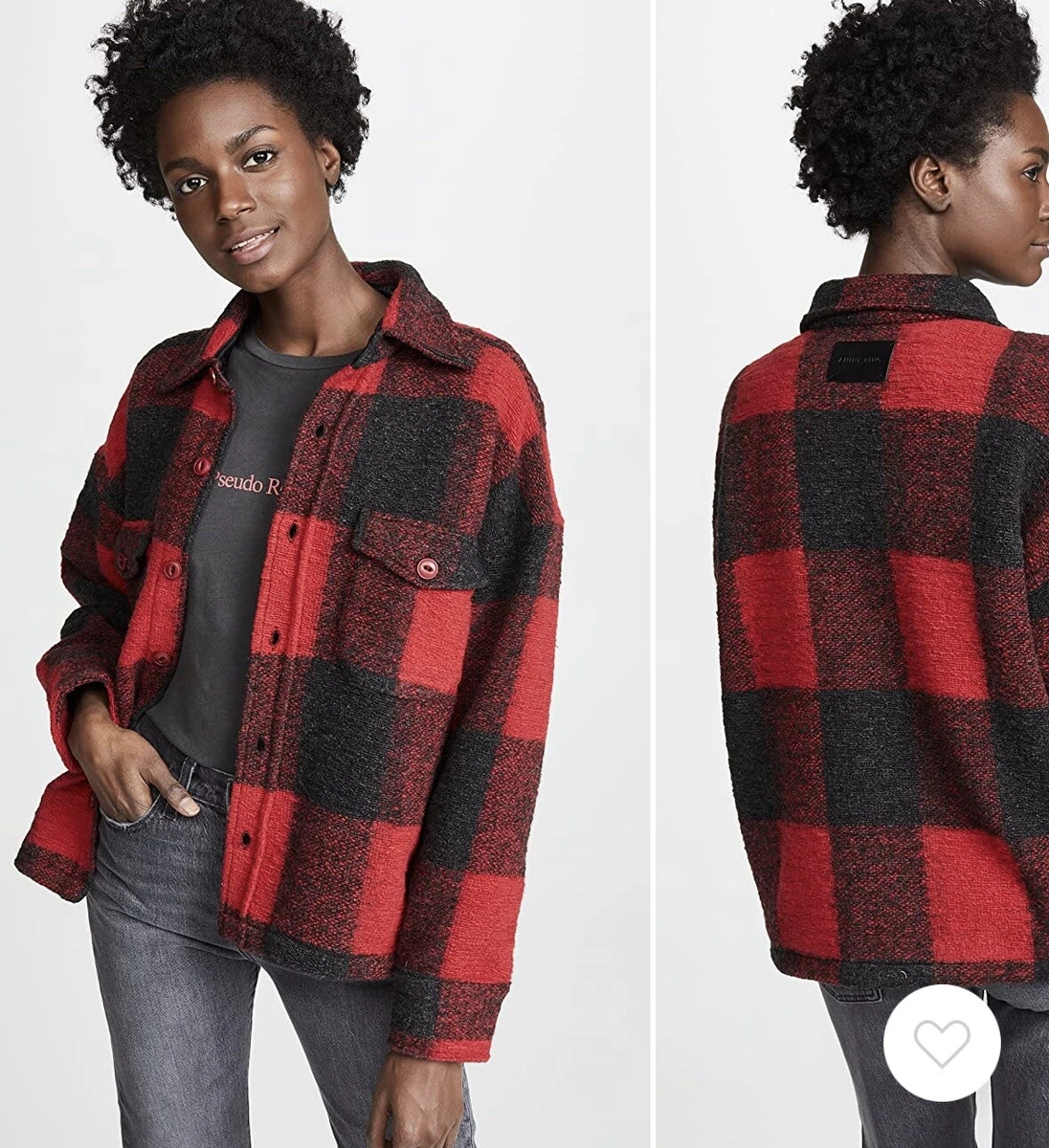 Anine Bing Bobbi plaid Buffalo red black M Medium women s jacket