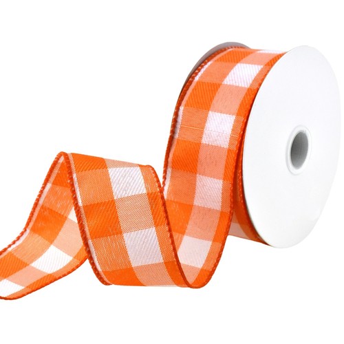 White Buffalo Plaid Wired Ribbon, 10-yard - Picture 4 of 53