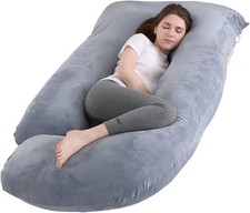 Pregnancy Pillow J-Shaped Full Body Pillow, 59 Inch with Velvet Cover Easy to Re
