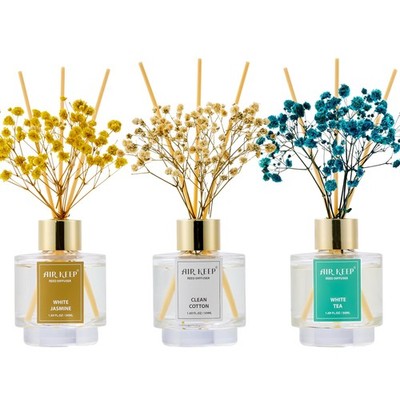 Raumduft Set 3x50ml Reed Diffuser Clean Cotton, White Jasmine, White Tea, 24