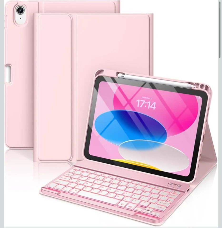 Folio Keyboard Cover Stand 7 Color Backlit Detachable Case For iPad A16 10.9/11” - Image 4 of 4