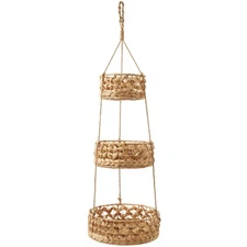 3-Tier Hanging Fruit Basket, Natural Water Hyacinth