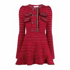 Self-Portrait KNIT MELANGE Bouce Red wool mini dress M new with tags