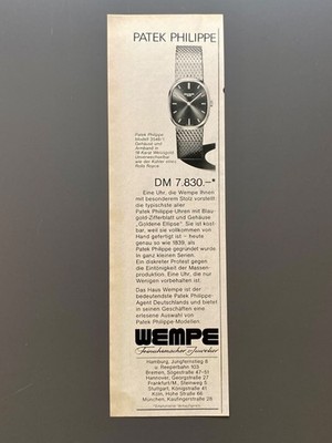 Patek Philippe 3548/1 Wempe 1975 Vintage Watch Ad Werbung Reklame