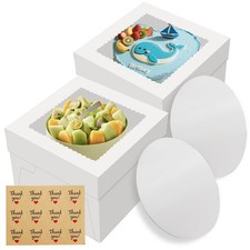 LNDIEHS 2 Pack Cake Boxes, 12x12x8 Inches Tall Box inches, White