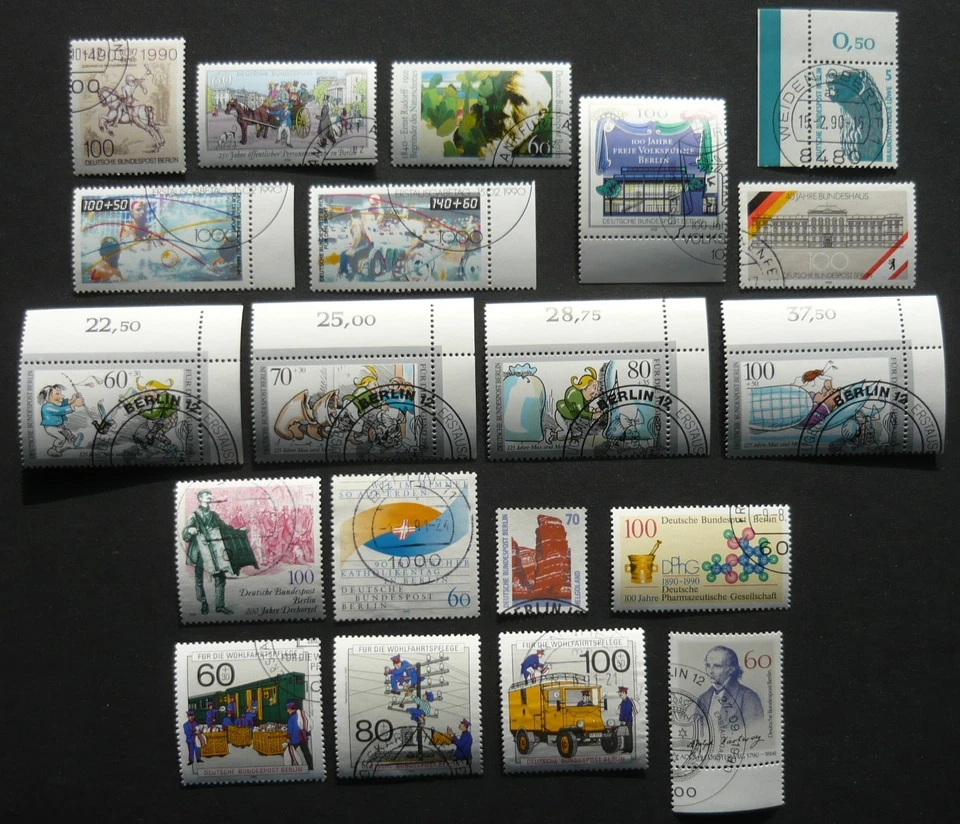 Berlin 1990, alle Briefmarken des Jahrgangs komplett schöne zentrale Rundstempel - Bild 1 von 1
