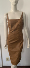 Elie Tahari Women's Brown Faux Leather Dress Size Various NWT REG $375