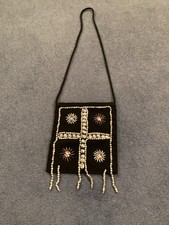 Vintage Tibetan Handmade Bag Decorated With Shells and Beads