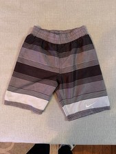 Nike Swim Shorts Broad Trunks Youth Sz S 8-10 Gray Stripes Just Do It Lined
