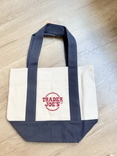 New Trader Joe's Limited Edition Holiday 2025 Mini Canvas Tote Bag Blue