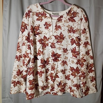 Woman's Studio Works Tunic Style Autumn Themed Blouse Size XXL Est.
