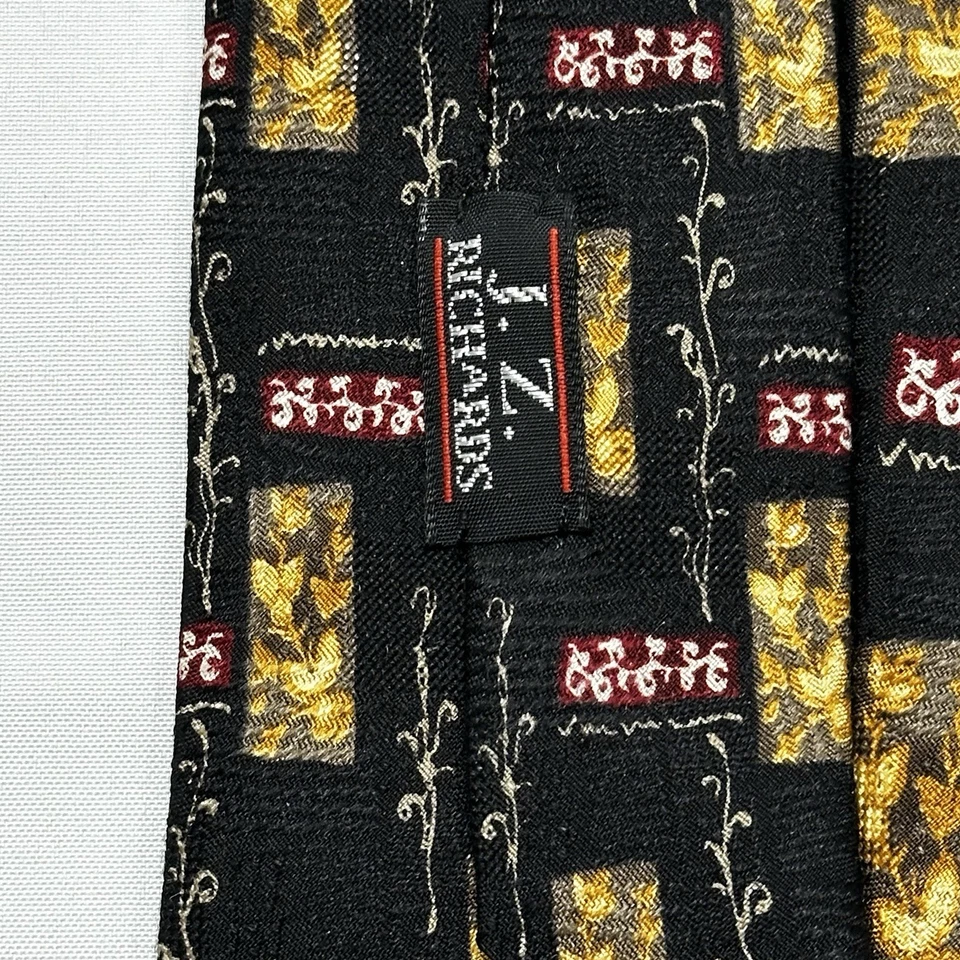 Gravata J Z Richard’s Mark xisto multicolorida abstrata de seda feita à mão 57” x 4” - Imagem 4 de 4