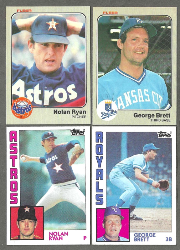 1983 Fleer 1984 Topps #463 #470 Nolan Ryan #108 #500 George Brett 4 card lot