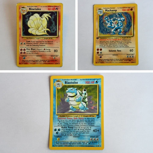 Blastoise Base Set 2 Holo + 1st Ed Machamp + Ninetales Holo Pokémon Bundle WOTC