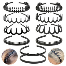 10 Plastic Hair Bands with Teeth, Zig Zag Headbands for Women Men Girls Teens...