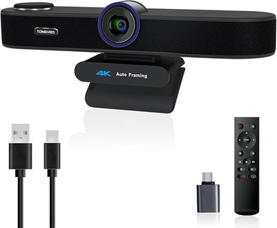 TONGVEO Ki-Autotracking 4K Webcam Mit Mikrofonen Und Lautsprecher, 5-Facher Digi