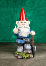 Ebros 9" You Dig? Shovel Gnome Garden Greeter Gnome Dwarf Flip The Bird Statue