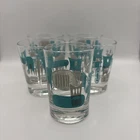 Vintage Blue Heaven Atomic Short Tumblers~4 with One Juice Glass