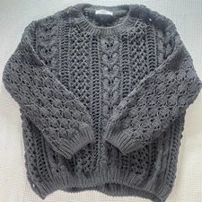 Women’s Elodie Open Knit Pullover Sweater Gray Size XS