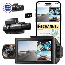 4K Dash Camera Front and Inside 1440P 1080P 1080P Triple Car 32GB WOLFBOX WiFi