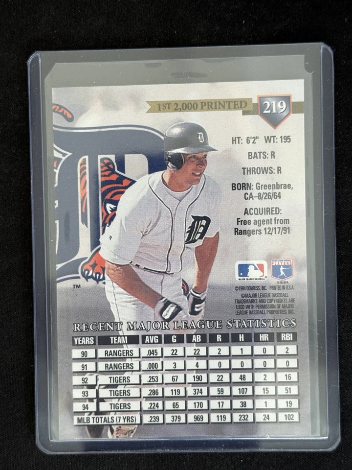 1995 DONRUSS #219 Chad Kreuter Press Proofs - Image 2 of 2