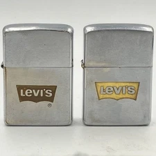 Extremely Rare Vintage 1968 Zippo Levi's Lighters R & No R Set of 2