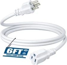 Extension Cord 6 FT, 3 Prong Waterproof Extension Cable for Lights, Indoor Outdo