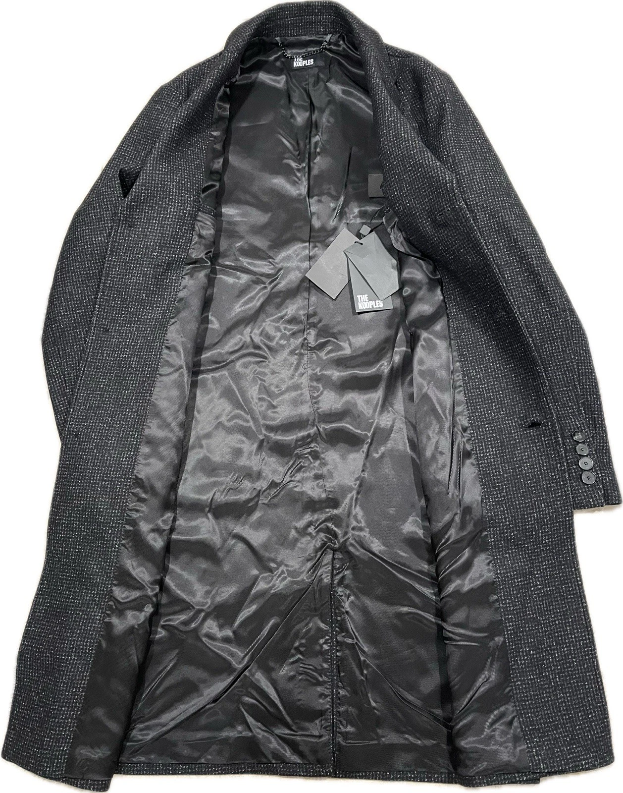 THE KOOPLES MEN’S ELEGANT WOOL BLEND COAT BLACK SPACKLE GRAY SIZE S NWT  $745 image 8