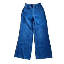 Vintage H.I.S for Her Women’s Blue Denim 70s Hippie Flare Bottom Pants