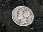 1937 Mercury Dime No Mint Mark 90% Silver, Die strike errors, IN COD WE TRUST