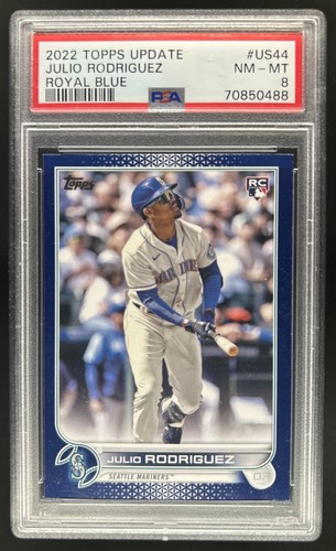 2022 Topps Update Julio Rodriguez Royal Blue Rookie RC #US44 Mariners PSA 8