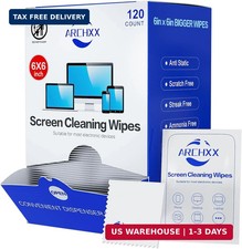 Screen Wipes for Electronics, 120 Count 6"x6" Pre-Moistened Screen Cleane